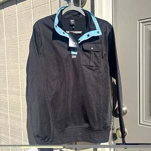 Patta Mens S Snap Placket Track Jacket Sweatshirt Black Sky Blue NWT